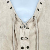 French Laundry Women's Beige Size XL Lace-up Suedette Sleeveless