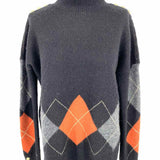 Holland Cooper Women's Black Size XS Mock Neck Knit Argyle Sweater