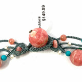 Pink Blue Woven 17 in Scalloped Stone Necklace