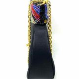 Inge Christopher Black Multi Color Beaded Trim Crossbody Clutch