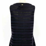 ST. JOHN Women's Black Size P Scoop Neck Stripe Sleeveless