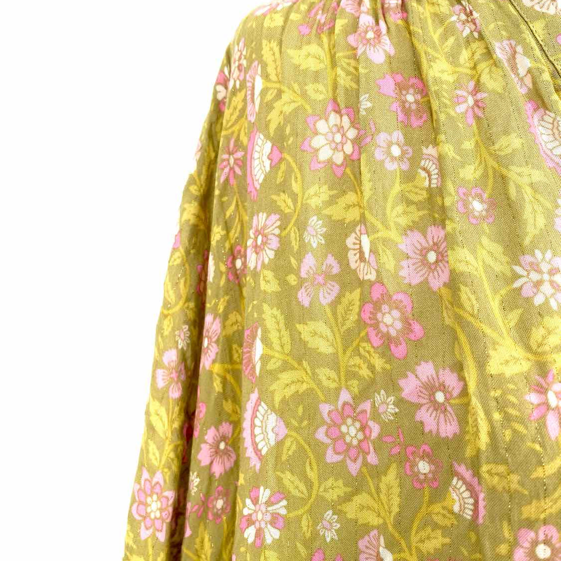 Spell & The Gypsy Collective Women's Green/Pink Viscose Blend Floral Boho Dress