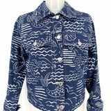 KENZO Women's Navy Size S Button Down Denim Mermaid Jacket