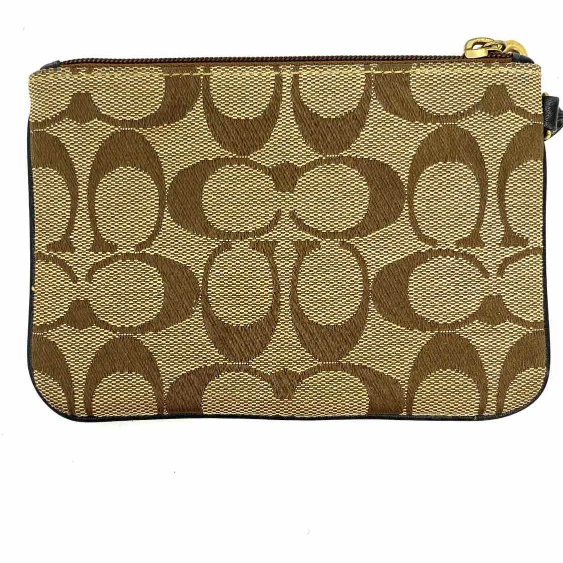 Coach Canvas Beige Zip Signature Wristlet