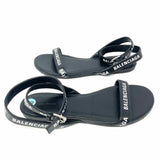 BALENCIAGA Women's Black Size 6 Ankle Strap Logo Sandals