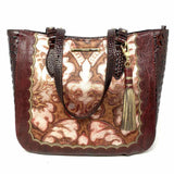 Brahmin Verona Burgundy Croc Embossed Leather Tote