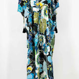 johnny was Jenn Women's Black Blue Size S/m Kaftan Floral Dress