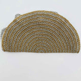 Saks 5th Ave Silver Gold Half Circle Woven Clutch