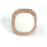 Estate Adjustable 14K GP Rose Gold Cushion Cut Cocktail Crystal White Gem Ring