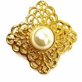 Silver Tone Black Chain 2" Baroque Brooch