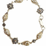 Estate 925 Sterling Silver Link 7.5" Marcasite Made in Thailand Bracelet