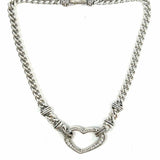 Brighton Urban Lights Silver tone Chain 17.5" Heart Crystal Necklace