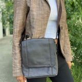 TUMI Brown Flap Pebbled Leather Messenger Bag