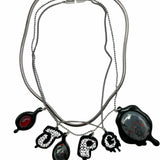 Jean Paul Gauliter Resin Black Silver Tone Layered 19" Charm Necklace