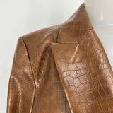 VERONICA BEARD Lawrence Women's Brown Size 10 Double Breasted Croc Jacket