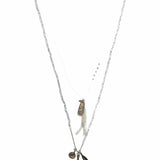 CHAN LUU White Silver Tone Layered 27.5" Beaded Charm Necklace