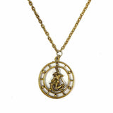 Celebrity NY Aquarius Gold Tone Pendant Medallion Necklace