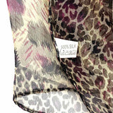 Silk Brown Black Long 66" Leopard Print Scarf