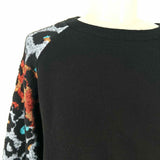 Desigual Ayla Women's Black Gray Size M Crew Neck Leopard Print Sweater
