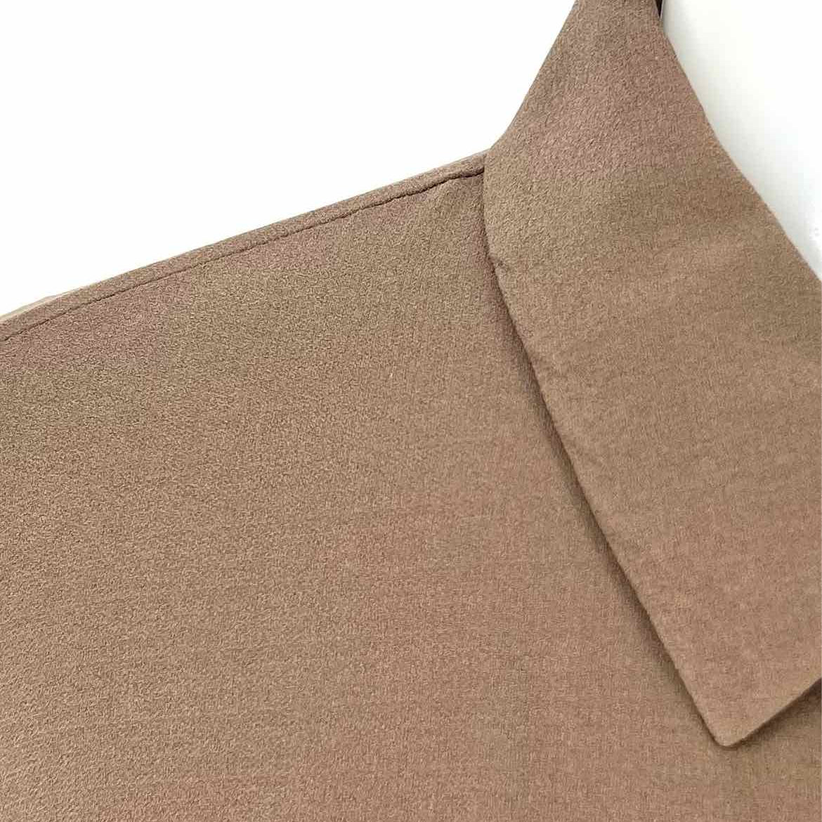 Eileen Fisher Women's Light Brown Size XXS Button Down Silk Long Sleeve
