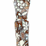 Diane Von Furstenberg Women's Teal Brown Sleeveless Abstract Wrap Dress