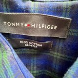 Tommy Hilfiger Men's Blue Green Size L Button Down Plaid Long Sleeve Shirt
