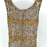 Women's Silver Gold Size L Scoop Neck Sequined Beaded Sleeveless