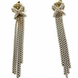 DAVID YURMAN Diamond X Chain Tassel .925 Sterling Silver 18K 2.25" Earrings