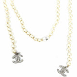 Chanel Summer 2008 Cream Lariat Beaded Faux Pearl Necklace