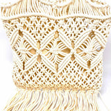 Crochet Beige Tassel Tote