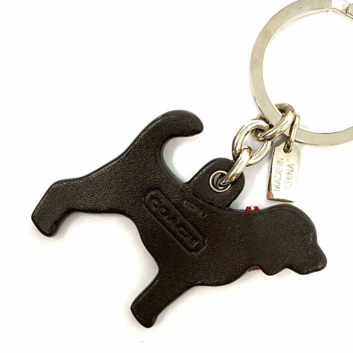 Coach Brown White Beagle Dog Leather Key Chain