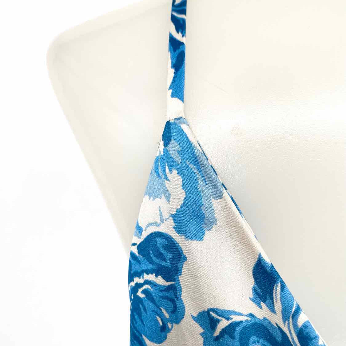 REFORMATION Sofia Women's Blue White Size 4 Sleeveless Silk Floral Slip Dress