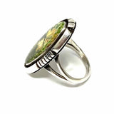 Lonnie Willie Navajo size 6 Silver Green Oval Turquoise Ring