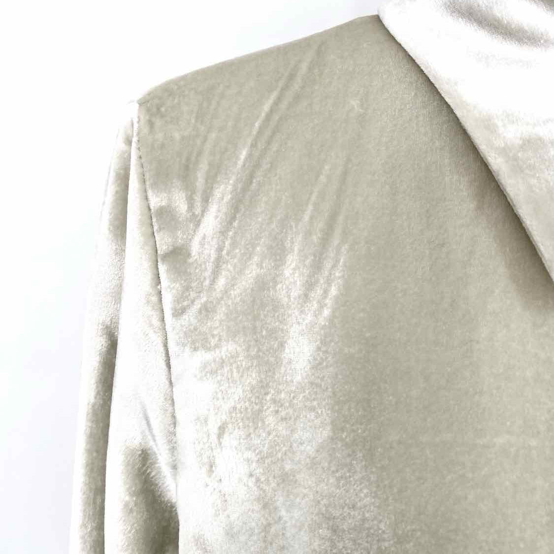 Vince Women's Silver Size S Button Down Velvet Long Sleeve