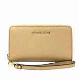 Michael Kors Brown Zip-Around Saffiano Leather Wristlet