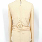 ASTR Women's Cream Size L Crew Neck Ruched Long Sleeve