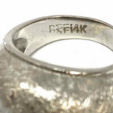 Estate size 6 14K White Gold Dome Florentine Finish Ring