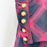 We The Free Odessa Women's Black Red Military Style Size S Long Plaid Jacket
