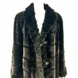 Women's Black Size L Button Down Reversible Faux Fur Ribbed Coat