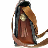 Brown Black Flap Western Leather Messenger Bag
