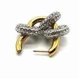 Statement Two-tone Hoop Charm Crystal Earrings