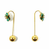 Kate Spade Shine On Teal Gold Tone Drop 1.25" Floral Earrings