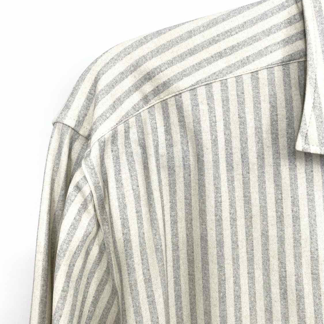 Emanuel Berg Men's Gray White Size XL Stripe Button Down Long Sleeve Shirt