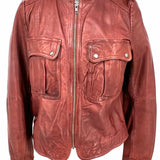 hinge Women's Brown Size S Zip Leather Moto Jacket