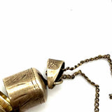 Estate 925 Sterling Gold Tone Capsule Cherub Pendant  Necklace