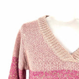 Numph Nina Women's Pink Size XS V-Neck Wool Blend Stripe Sweater