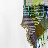 Beaded Green Blue Stripe Shawl