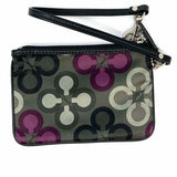 Coach Madison Op Satin Gray Rectangular Monogram Wristlet