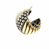 LAGOS 925 & 18K Two-tone Huggie Caviar Stripe Earrings