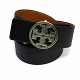 Tory Burch Miller 1.5" Black Brown Reversible Logo Leather Belt